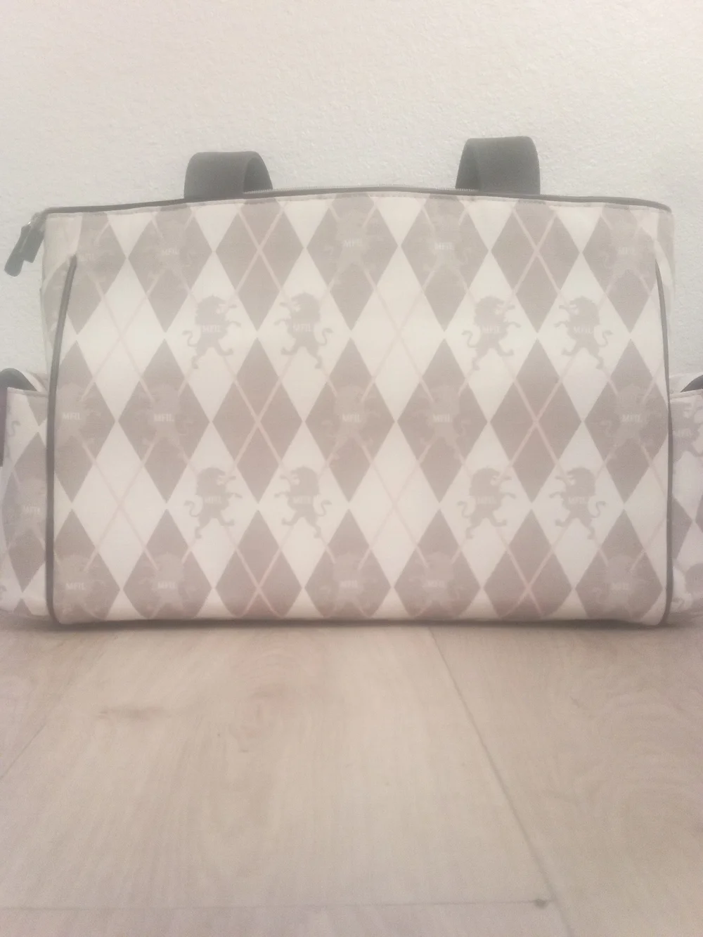 My Flat in London argyle diaper bag created by designer Jan Haedrich